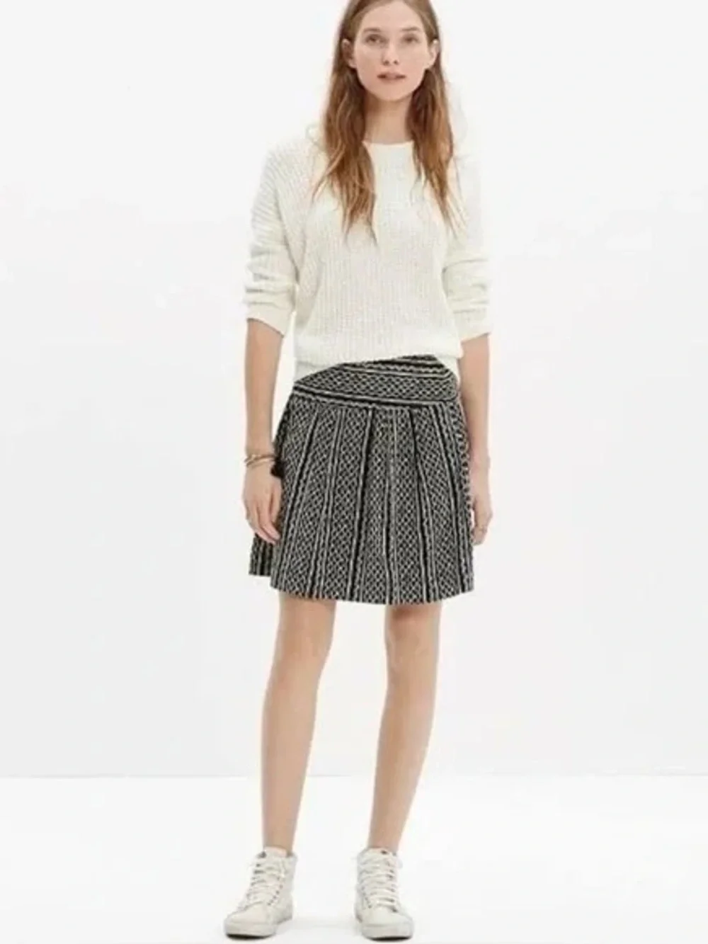 Madewell Black & Gray Silk Skater Skirt Size 0